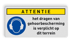 Veiligheidsbord M003 met tekst Dragen gehoorbescherming verplicht