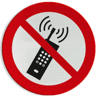 Reflecterende sticker of bord Pictogram P013 - Mobiele telefoon verboden