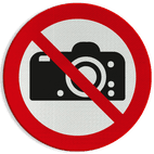 Reflecterende sticker of bord Pictogram P029 - Verboden te fotograferen
