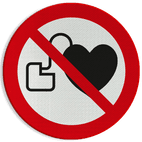 Reflecterende sticker of bord Pictogram P007 - Geen toegang voor personen met pacemaker