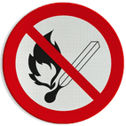 Reflecterende sticker of bord Pictogram P003 - Vuur, open vlam en roken verboden