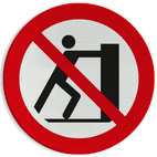 Reflecterende sticker of bord Pictogram P017 - Verboden te duwen