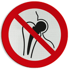 Reflecterende sticker of bord Pictogram P014 - Verboden toegang voor personen met metalen implantaten