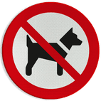 Reflecterende sticker of bord Pictogram P021 - Verboden voor honden