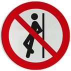 Reflecterende sticker of bord Pictogram P041 - Tegenaan leunen verboden