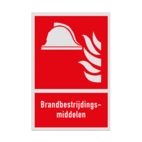 Brand bord met pictogram en tekst Brandbestrijdingsmiddelen