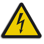 Reflecterende sticker of bord Pictogram W012 - Gevaar voor elektrische spanning