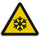 Reflecterende sticker of bord Pictogram W010 - Gevaar voor lage temperatuur en/of bevriezing