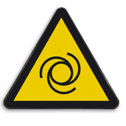 Reflecterende sticker of bord Pictogram W018 - Gevaar voor automatisch startende machines