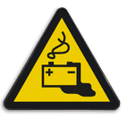 Reflecterende sticker of bord Pictogram W026 - Gevaar voor accu’s