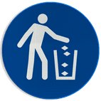 Reflecterende sticker of bord Pictogram M030 - Afvalbak gebruiken
