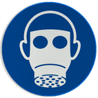 Reflecterende sticker of bord Pictogram M017 - Ademhalingsbescherming verplicht