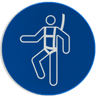 Reflecterende sticker of bord Pictogram M018 - Veiligheidsharnas verplicht