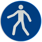 Reflecterende sticker of bord Pictogram M024 - Verplicht looppad of oversteekplaats voor voetgangers