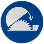 Reflecterende sticker of bord Pictogram M031 - Gebruik cirkelzaagbescherming