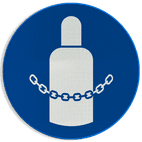 Reflecterende sticker of bord Pictogram M046 - Gasflessen vastzetten verplicht