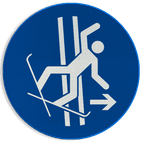 Reflecterende sticker of bord Pictogram M035 - Verlaat het sleepspoor onmiddellijk