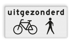 Verkeersbord RVV OB52a - Onderbord - Uitgezonderd fietsers/voetgangers