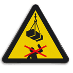 Reflecterende sticker of bord Waarschuwingssymbool Niet onder de last lopen