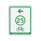 Fietsroutebord tracé met 1 bol en pijl - 300x380mm