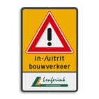 Verkeersbord J37 + uitrit bouwverkeer + logo