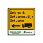 Vierkant Omleidingsbord voor route bouwverkeer met logo