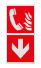 Panneau angulaire - F006 - Direction du téléphone à utiliser en cas d’incendie