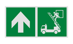 Haaks bord E017 - Vluchtraam zonder brandladder verwijzing