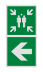 Panneau angulaire - E007 - Point de rassemblement vers la gauche