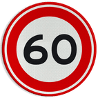 Verkeersbord RVV A01-060 - Maximum snelheid 60 km/h