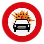 Panneau SB250 - C24b - Accès interdit aux conducteurs de véhicules transportant les marchandises dangereuses inflammables ou explosibles