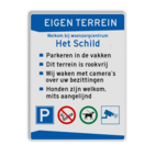 Entreebord eigen terrein - reglement parkeren en overig