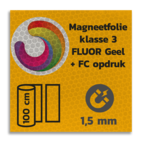 Magneetbord reflecterend FLUOR Geel klasse 3 geprint + full colour opdruk