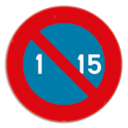 Panneau SB250 - E5 - Stationnement interdit du 1er au 15 du mois