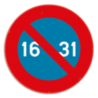 Panneau SB250 - E7 - Stationnement interdit du 16 à la fin du mois