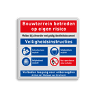 Veiligheidsbord met veiligheidsinstructies en 4 pictogrammen