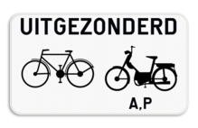 Verkeersbord SB250 M12 - Uitgezonderd fietsers, bromfietsers klasse A en speed pedelecs