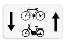 Verkeersbord SB250 M5bis - fietsers, bromfietsers klasse A, B en speed pedelecs mogen in 2 richtingen