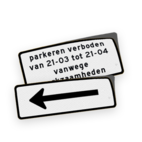 Sticker tijden t.b.v. tijdelijk parkeerbord - reflecterend wit/zwart