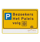 Omleidingsbord route tijdelijk parkeren met pictogram of pijl