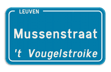 Straatnaambord België 4:2 + Stad/Gemeente met dialect