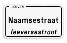 Straatnaambord België 4:2 + Stad/Gemeente met dialect