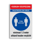 Veiligheidsbord 1,5 meter afstand houden verplicht