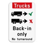 Informatiebord - Trucks drive in backwards only