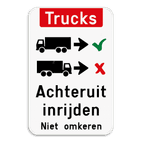 Informatiebord - Trucks achteruit inrijden