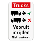 Informatiebord - Trucks vooruit inrijden