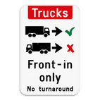 Informatiebord - Trucks drive in forwards only