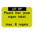 Tekstbord landscape met boventekst - wit/fluo geel-groen