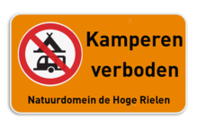 Verbodsbord - Kamperen verboden met eigen tekst