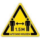 Reflecterende sticker of bord Waarschuwingspictogram - houd 1,5 meter afstand